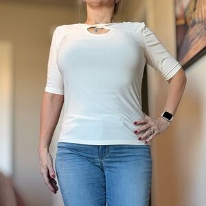 Attitudes by Renee Cream Short Sleeve Top